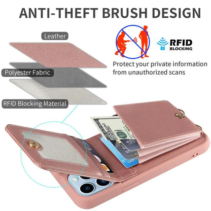 For iPhone 13 Pro Max 6.7 inch Shockproof Case RFID Blocking PU+TPU Wallet Phone Cover with Kickstand