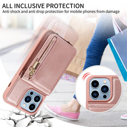 For iPhone 13 Pro Max 6.7 inch Shockproof Case RFID Blocking PU+TPU Wallet Phone Cover with Kickstand