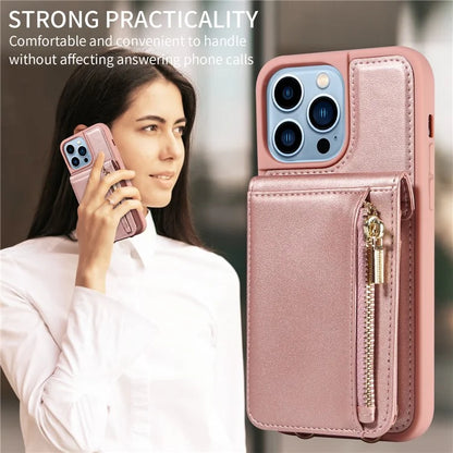 For iPhone 13 Pro Max 6.7 inch Shockproof Case RFID Blocking PU+TPU Wallet Phone Cover with Kickstand