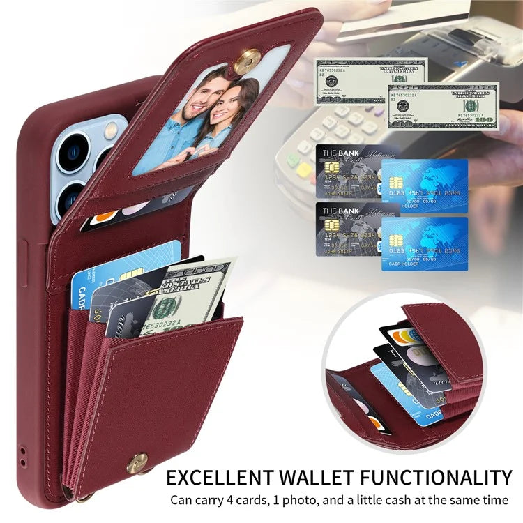 For iPhone 13 Pro Max 6.7 inch Shockproof Case RFID Blocking PU+TPU Wallet Phone Cover with Kickstand