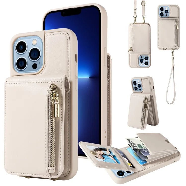 For iPhone 13 Pro Max 6.7 inch Shockproof Case RFID Blocking PU+TPU Wallet Phone Cover with Kickstand