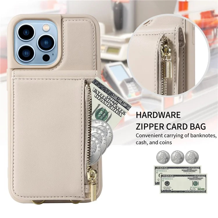 For iPhone 13 Pro Max 6.7 inch Shockproof Case RFID Blocking PU+TPU Wallet Phone Cover with Kickstand