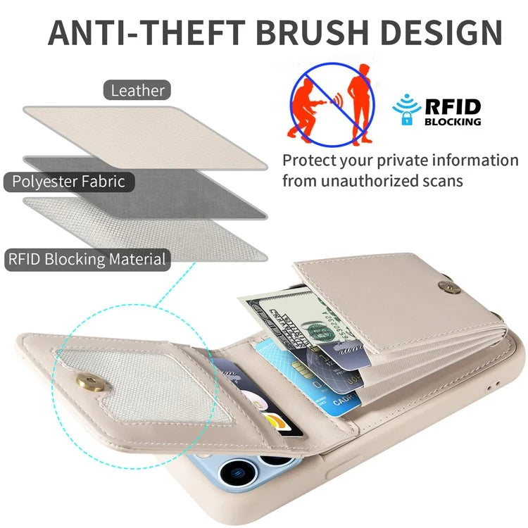For iPhone 13 Pro Max 6.7 inch Shockproof Case RFID Blocking PU+TPU Wallet Phone Cover with Kickstand
