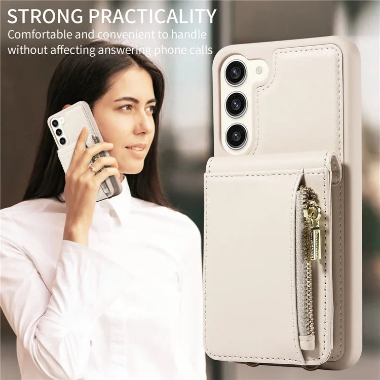For Samsung Galaxy S23+ Case RFID Blocking PU+TPU Wallet Phone Case with Kickstand, Straps