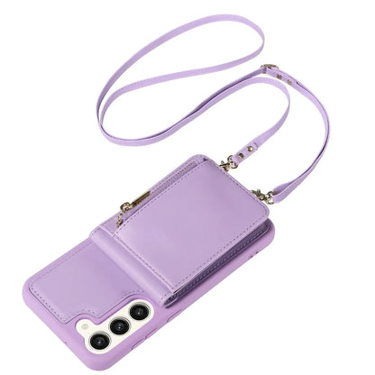 For Samsung Galaxy S23+ Case RFID Blocking PU+TPU Wallet Phone Case with Kickstand, Straps