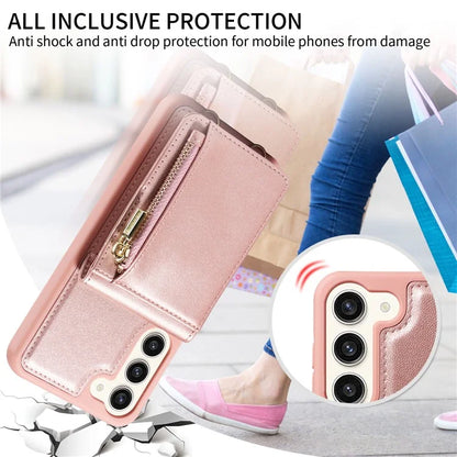 For Samsung Galaxy S23+ Case RFID Blocking PU+TPU Wallet Phone Case with Kickstand, Straps