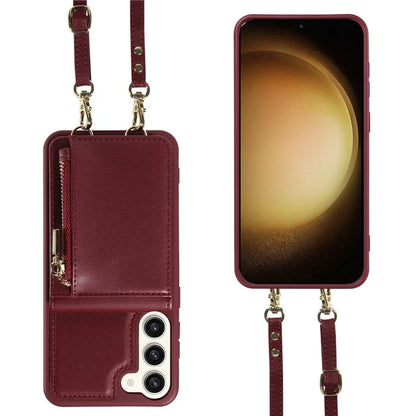 For Samsung Galaxy S23+ Case RFID Blocking PU+TPU Wallet Phone Case with Kickstand, Straps
