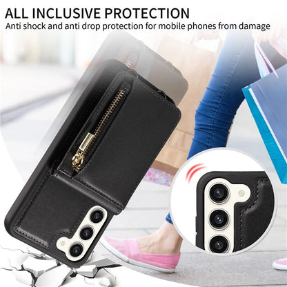 For Samsung Galaxy S23+ Case RFID Blocking PU+TPU Wallet Phone Case with Kickstand, Straps