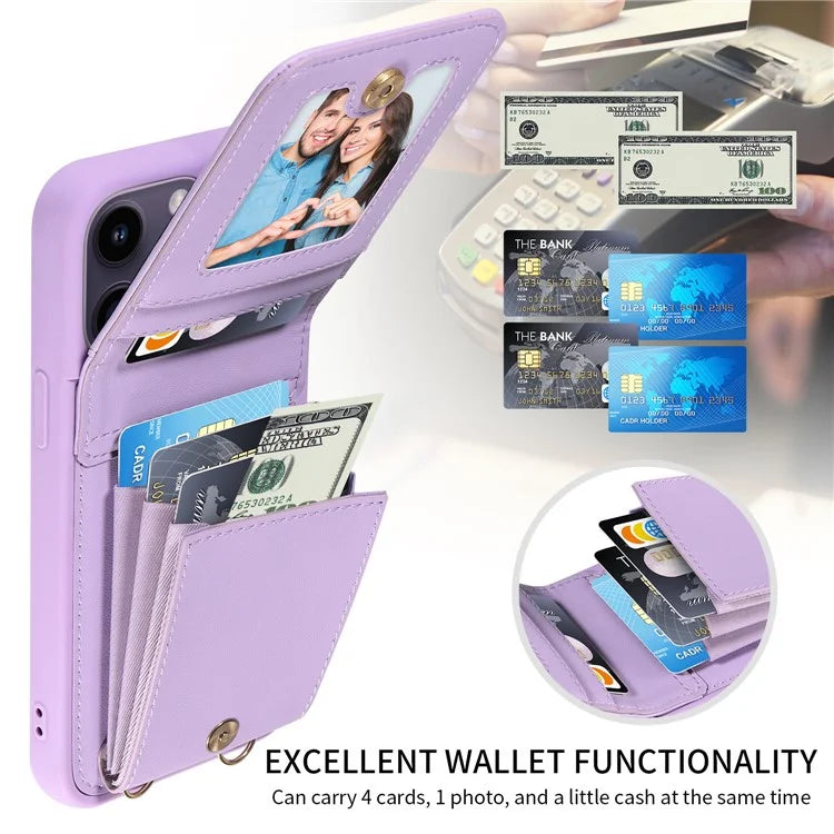 For iPhone 14 Pro Max Case Zipper Kickstand RFID Blocking PU+TPU Phone Cover