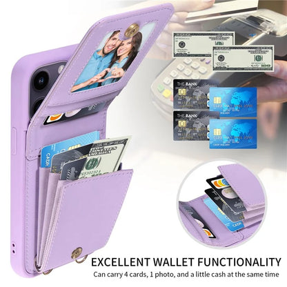 For iPhone 14 Pro Max Case Zipper Kickstand RFID Blocking PU+TPU Phone Cover