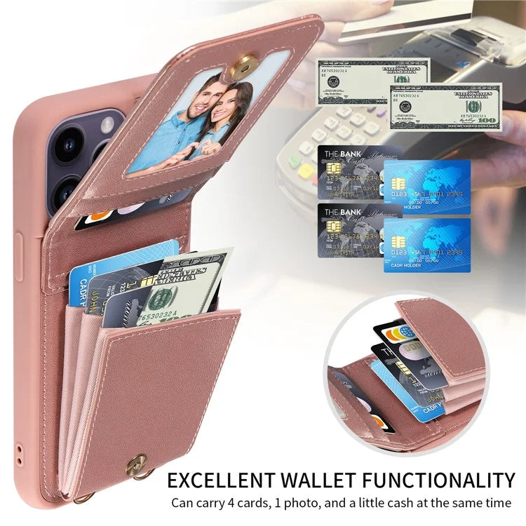 For iPhone 14 Pro Max Case Zipper Kickstand RFID Blocking PU+TPU Phone Cover