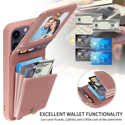 For iPhone 14 Pro Max Case Zipper Kickstand RFID Blocking PU+TPU Phone Cover