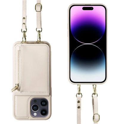 For iPhone 14 Pro Max Case Zipper Kickstand RFID Blocking PU+TPU Phone Cover