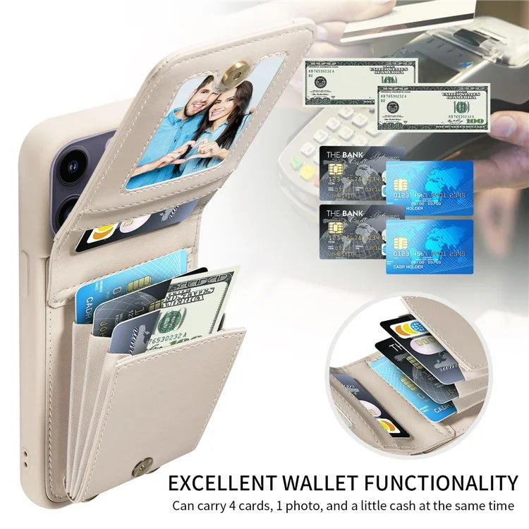 For iPhone 14 Pro Max Case Zipper Kickstand RFID Blocking PU+TPU Phone Cover