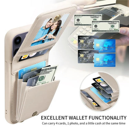 For iPhone 14 Pro Max Case Zipper Kickstand RFID Blocking PU+TPU Phone Cover