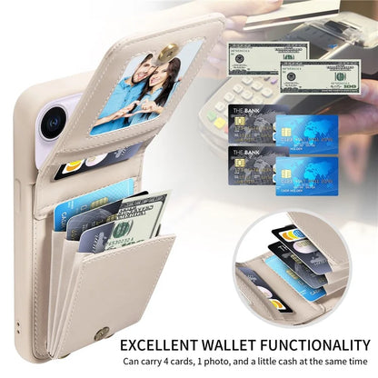 For iPhone 15 Plus Phone Case Anti-fall PU+TPU Kickstand Protective Wallet Cover with Straps