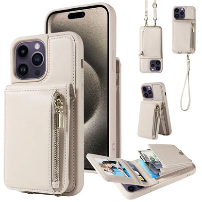 For 	iPhone 15 Pro Max Case RFID Blocking PU+TPU Wallet Phone Guard Cover