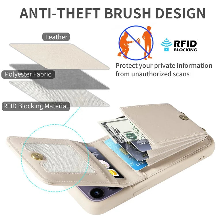 For 	iPhone 15 Pro Max Case RFID Blocking PU+TPU Wallet Phone Guard Cover