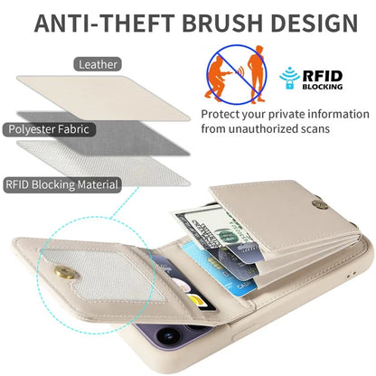 For 	iPhone 15 Pro Max Case RFID Blocking PU+TPU Wallet Phone Guard Cover