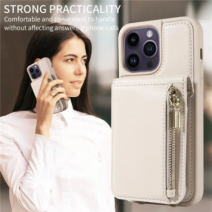 For 	iPhone 15 Pro Max Case RFID Blocking PU+TPU Wallet Phone Guard Cover