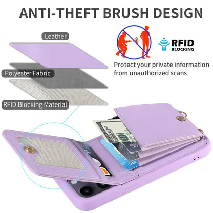 For 	iPhone 15 Pro Max Case RFID Blocking PU+TPU Wallet Phone Guard Cover