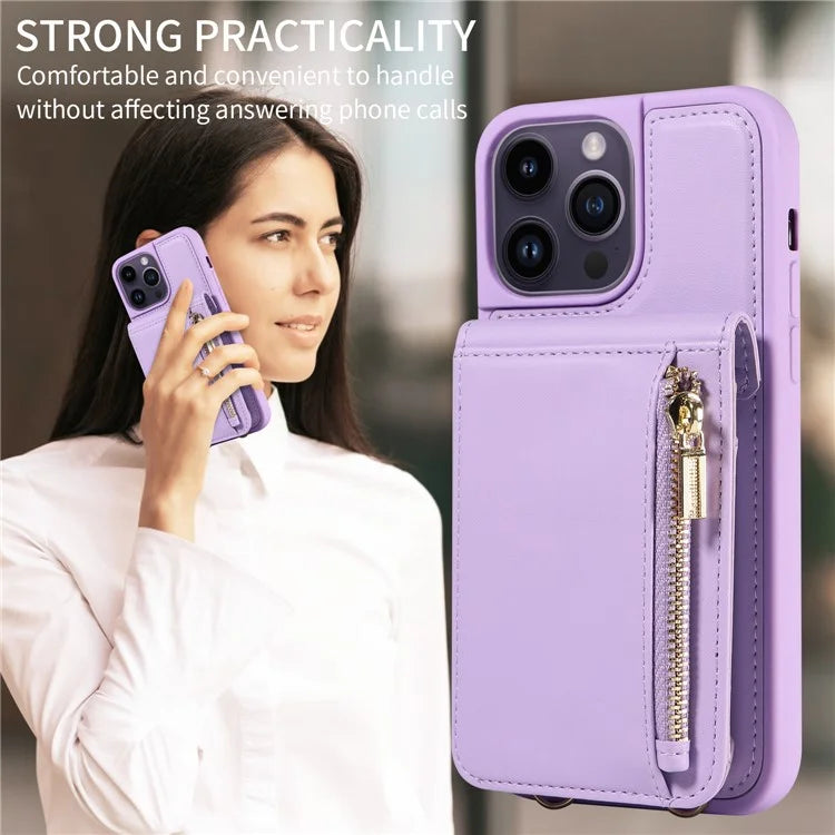 For 	iPhone 15 Pro Max Case RFID Blocking PU+TPU Wallet Phone Guard Cover