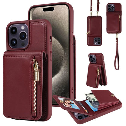 For 	iPhone 15 Pro Max Case RFID Blocking PU+TPU Wallet Phone Guard Cover