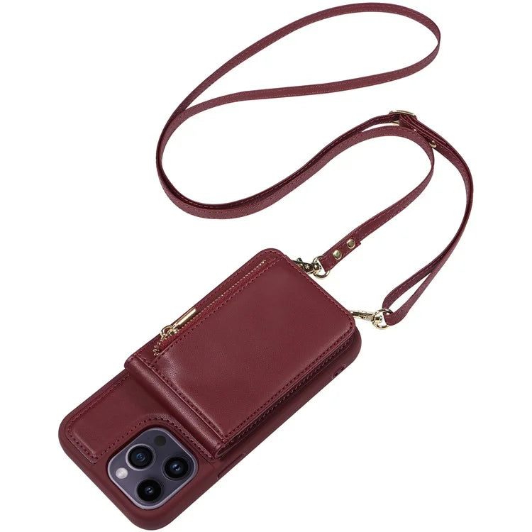 For 	iPhone 15 Pro Max Case RFID Blocking PU+TPU Wallet Phone Guard Cover