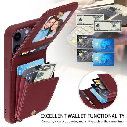 For 	iPhone 15 Pro Max Case RFID Blocking PU+TPU Wallet Phone Guard Cover