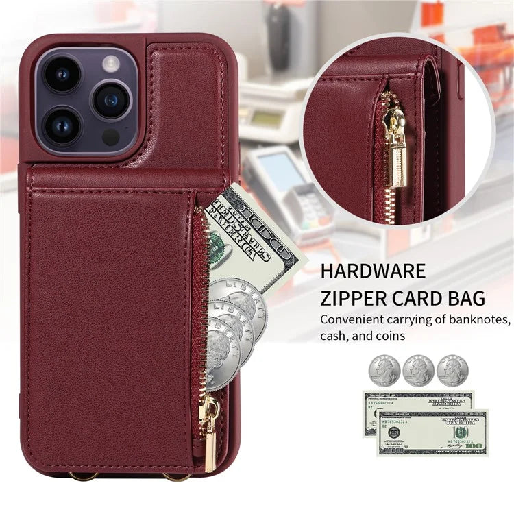 For 	iPhone 15 Pro Max Case RFID Blocking PU+TPU Wallet Phone Guard Cover
