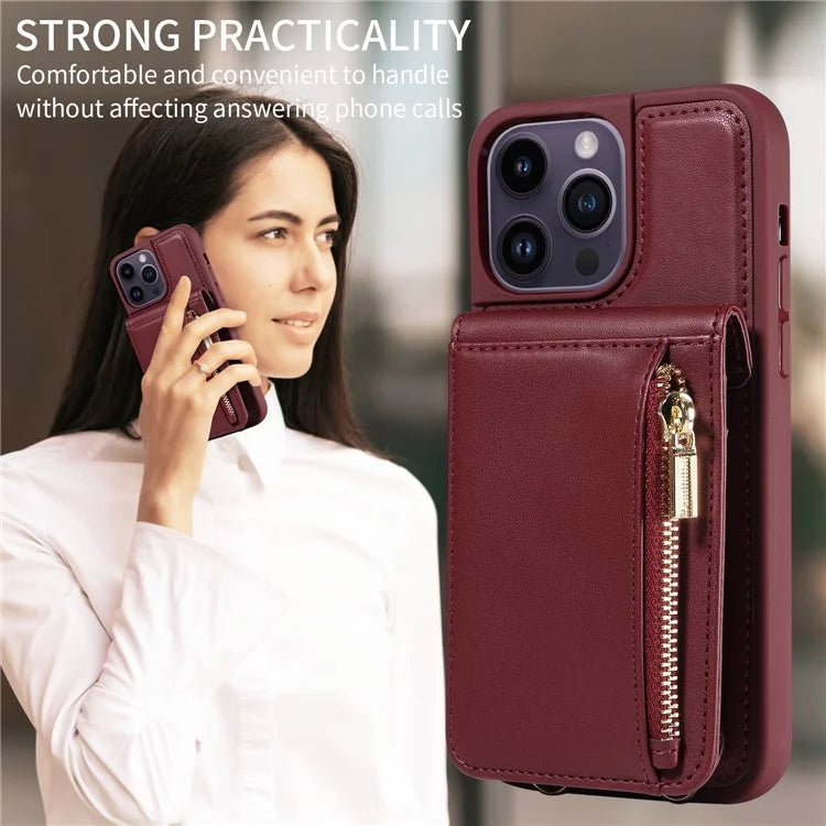 For 	iPhone 15 Pro Max Case RFID Blocking PU+TPU Wallet Phone Guard Cover