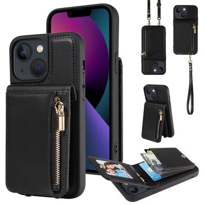 For iPhone 13 6.1 inch Case Shockproof RFID Blocking Phone Case with Kickstand and Straps