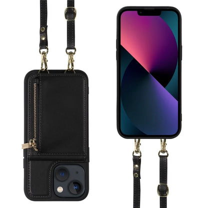 For iPhone 13 6.1 inch Case Shockproof RFID Blocking Phone Case with Kickstand and Straps