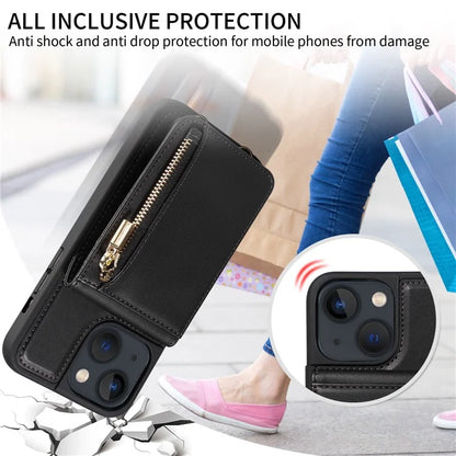 For iPhone 13 6.1 inch Case Shockproof RFID Blocking Phone Case with Kickstand and Straps