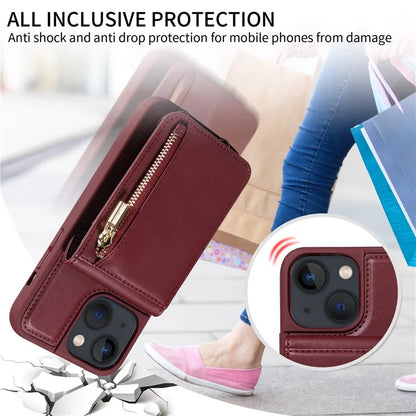 For iPhone 13 6.1 inch Case Shockproof RFID Blocking Phone Case with Kickstand and Straps