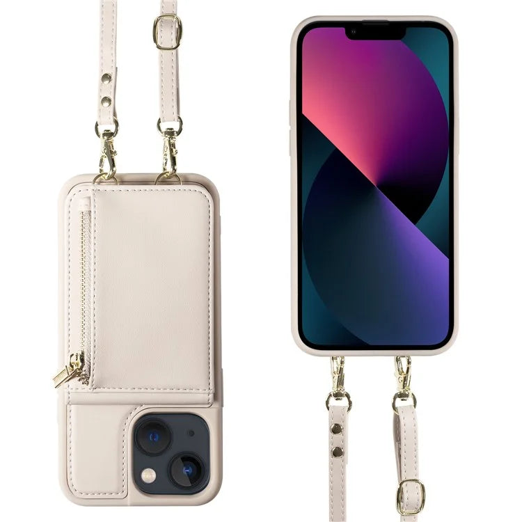 For iPhone 13 6.1 inch Case Shockproof RFID Blocking Phone Case with Kickstand and Straps