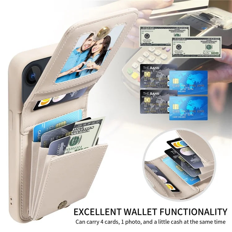 For iPhone 13 6.1 inch Case Shockproof RFID Blocking Phone Case with Kickstand and Straps