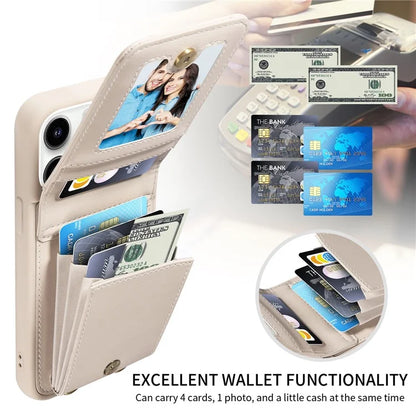 For iPhone 15 Pro Case Drop-proof PU+TPU Kickstand Zipper Wallet Phone Protector