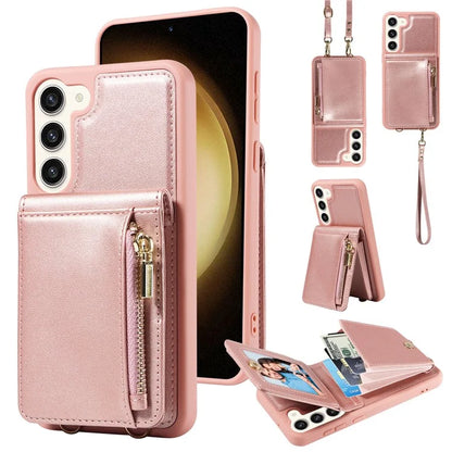 For Samsung Galaxy S24 Case PU+TPU RFID Blocking Phone Shell with Wallet and Kickstand