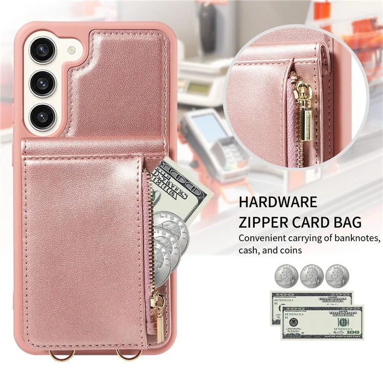 For Samsung Galaxy S24 Case PU+TPU RFID Blocking Phone Shell with Wallet and Kickstand