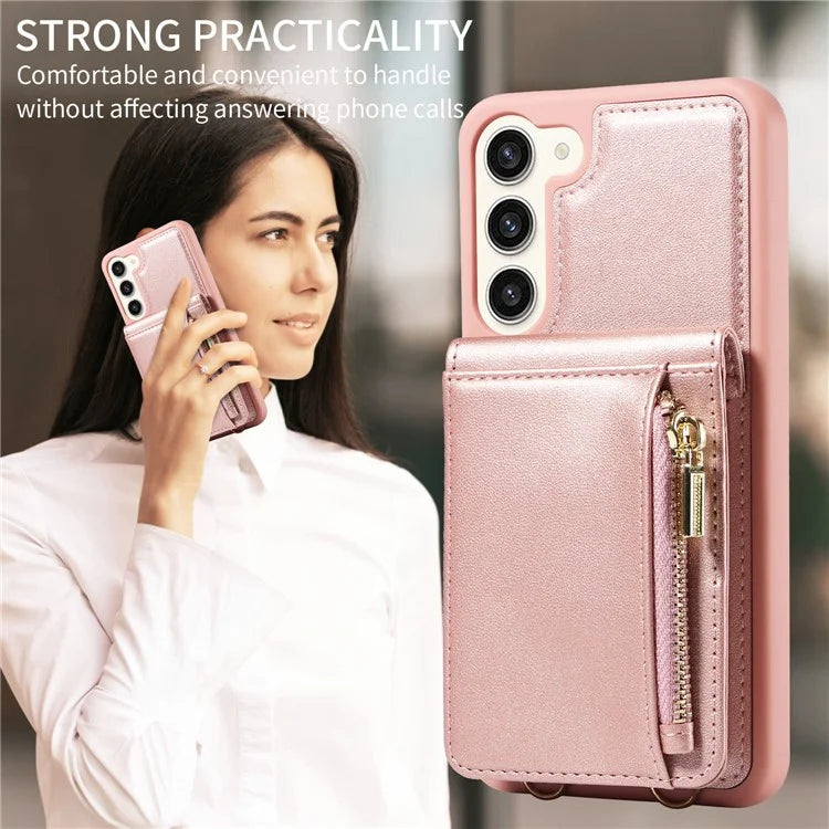 For Samsung Galaxy S24 Case PU+TPU RFID Blocking Phone Shell with Wallet and Kickstand