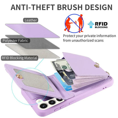For Samsung Galaxy S24 Case PU+TPU RFID Blocking Phone Shell with Wallet and Kickstand
