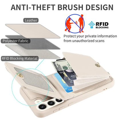 For Samsung Galaxy S24 Case PU+TPU RFID Blocking Phone Shell with Wallet and Kickstand