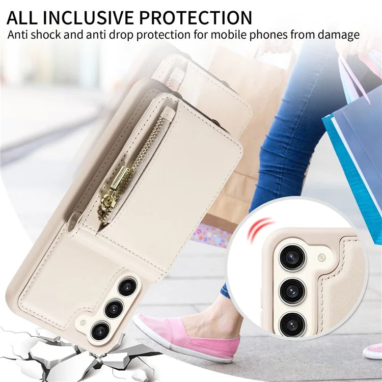For Samsung Galaxy S24 Case PU+TPU RFID Blocking Phone Shell with Wallet and Kickstand