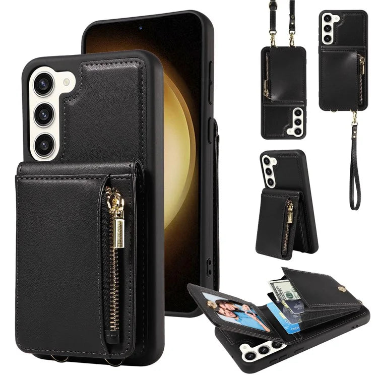 For Samsung Galaxy S24 Case PU+TPU RFID Blocking Phone Shell with Wallet and Kickstand
