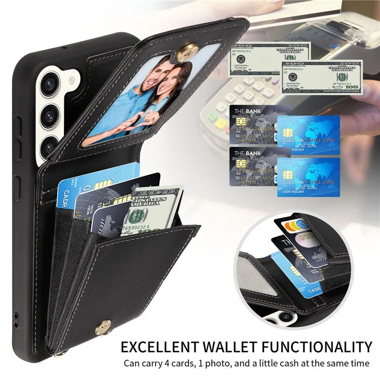 For Samsung Galaxy S24 Case PU+TPU RFID Blocking Phone Shell with Wallet and Kickstand