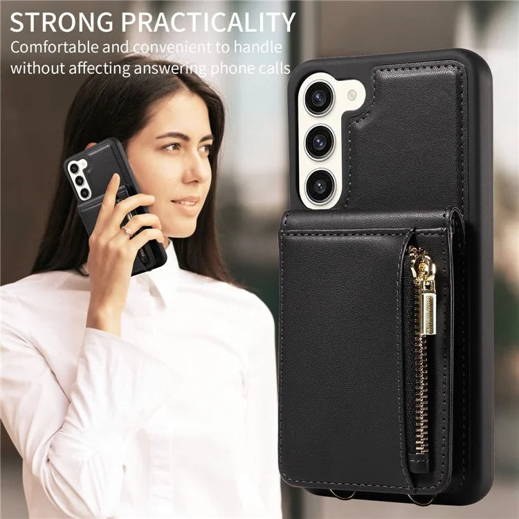For Samsung Galaxy S24 Case PU+TPU RFID Blocking Phone Shell with Wallet and Kickstand