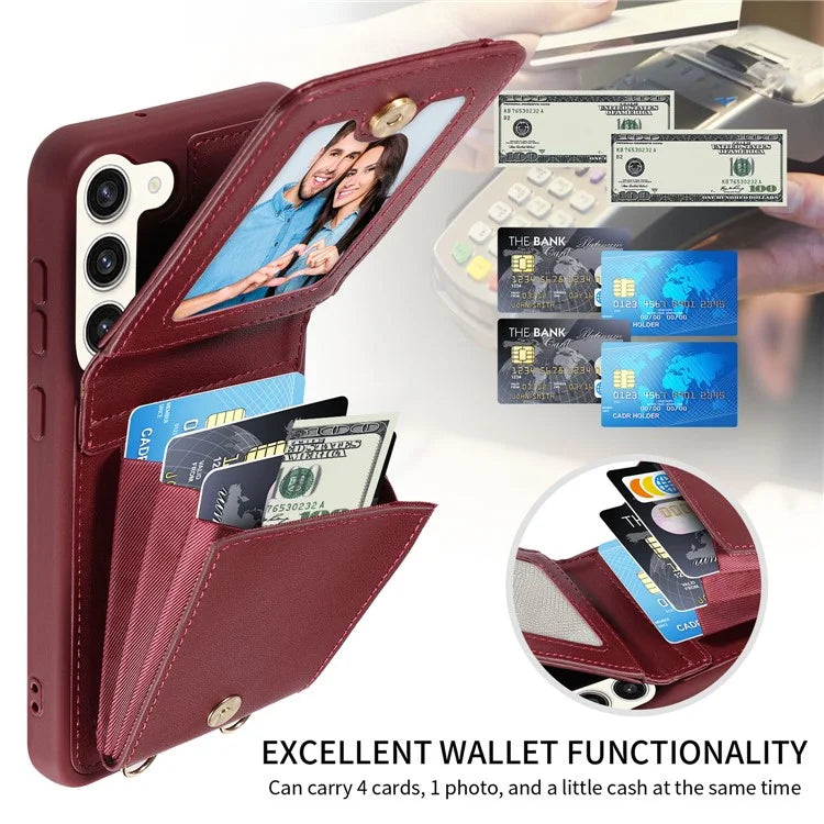 For Samsung Galaxy S24 Case PU+TPU RFID Blocking Phone Shell with Wallet and Kickstand