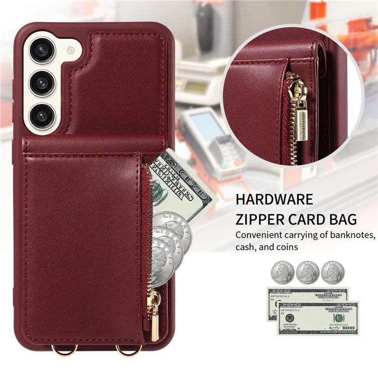 For Samsung Galaxy S24 Case PU+TPU RFID Blocking Phone Shell with Wallet and Kickstand