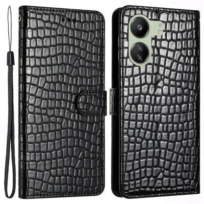 For Xiaomi Redmi 13C 4G / Poco C65 4G Anti-scratch Crocodile Texture Leather Cell Phone Cases with Strap